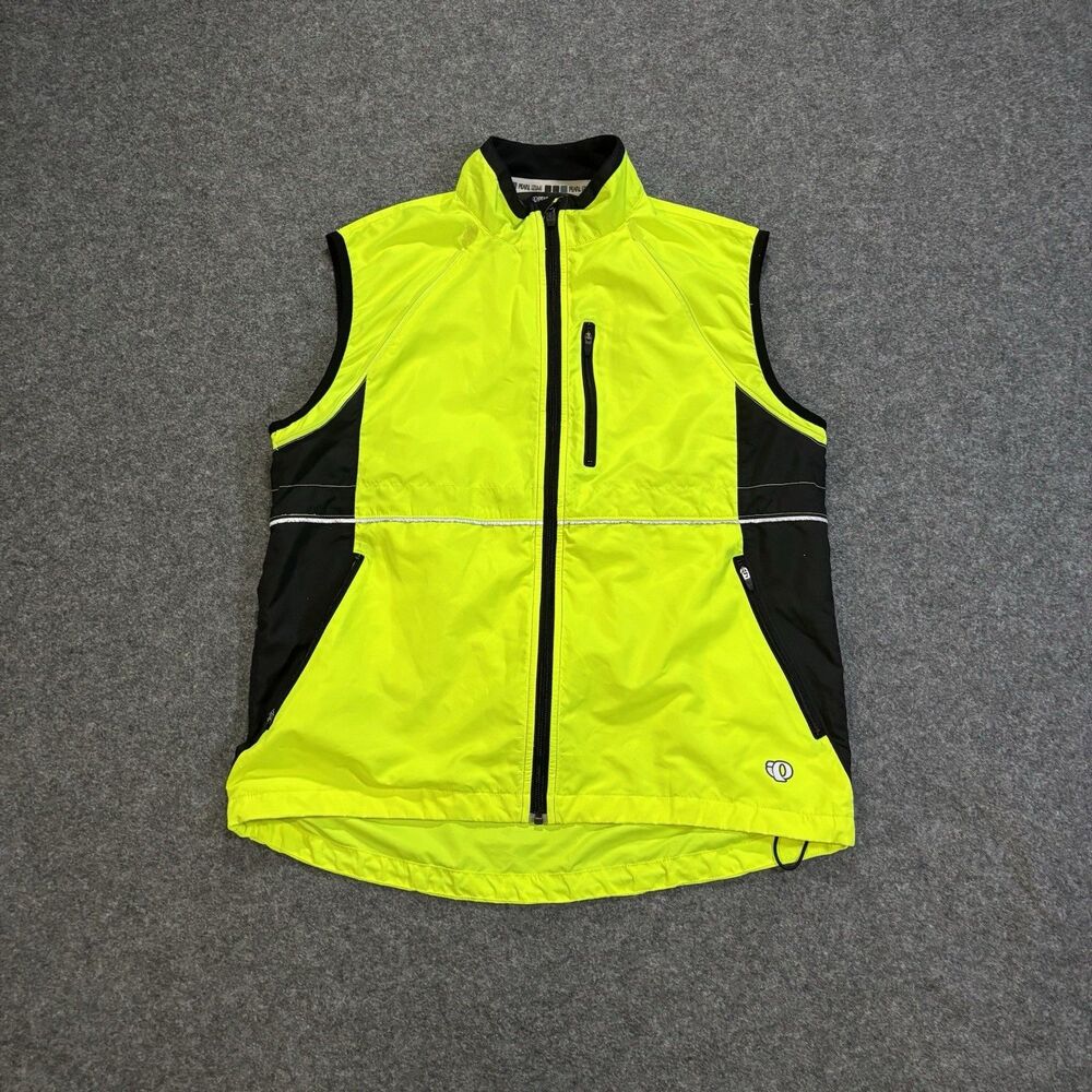 Pearl Izumi Vest Size Medium Cycling Neon Yellow Full Zip Hi Vis